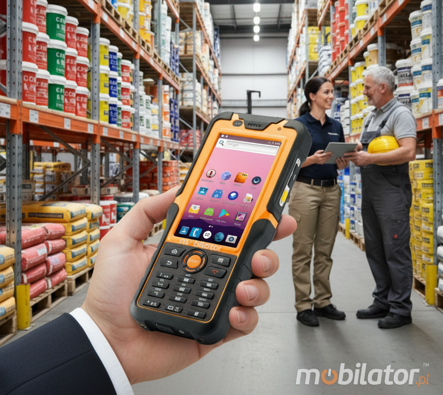 The MobiPad Tex05 forklift data collector with an accurate QR barcode reader and a mobile phone connection.