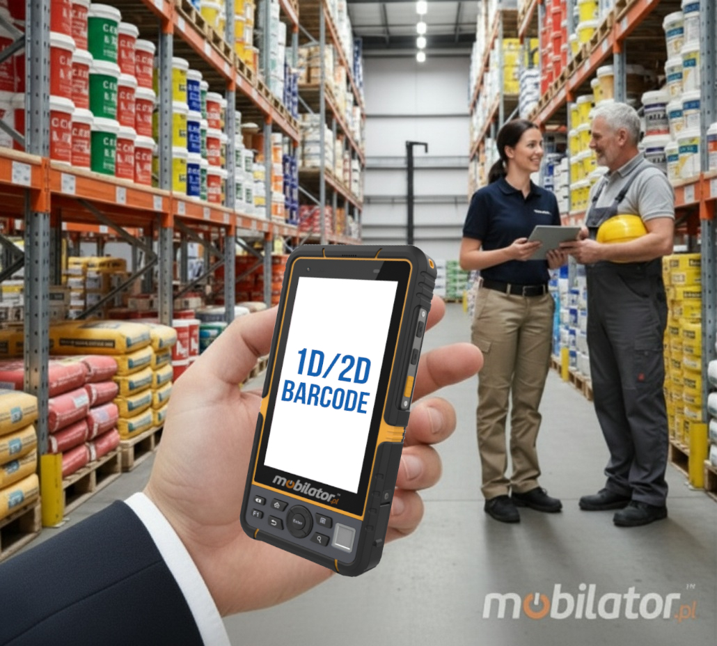 The MobiPad Tex06 forklift data collector with an accurate QR barcode reader and a mobile phone connection.