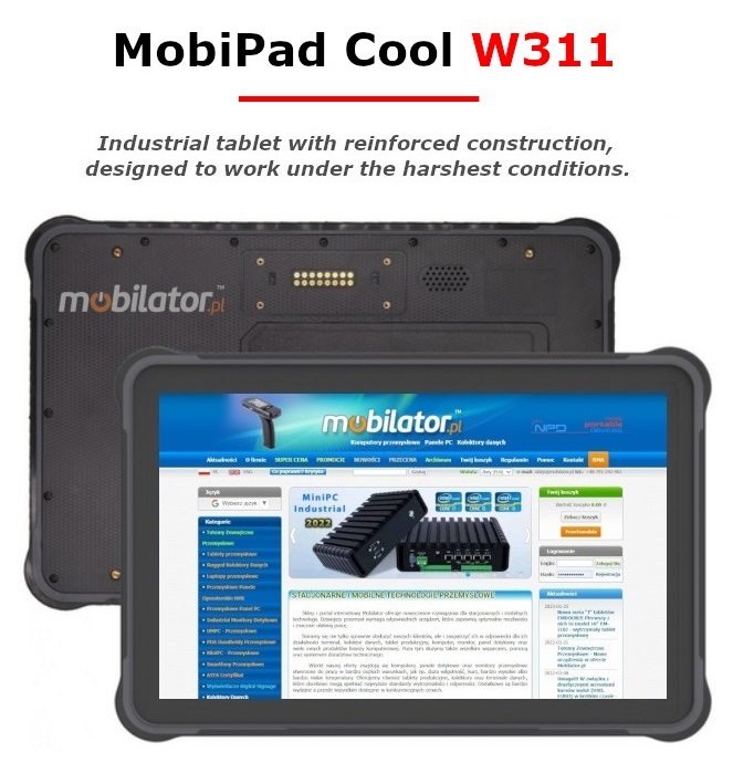 MobiPad Cool W311 Waterproof Shockproof Industrial Rugged Rugged Tablet NFC 4G Military IP65 MIL-STD 810G 1D 2D Barcode Scanner