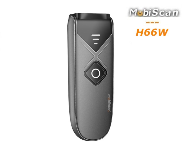 MobiScan H66W mobile barcode and QR (1D / 2D - CMOS) scanner - for connecting to smartphone, tablet, laptop, desktop computer - connection via: USB cable, Bluetooth and radio