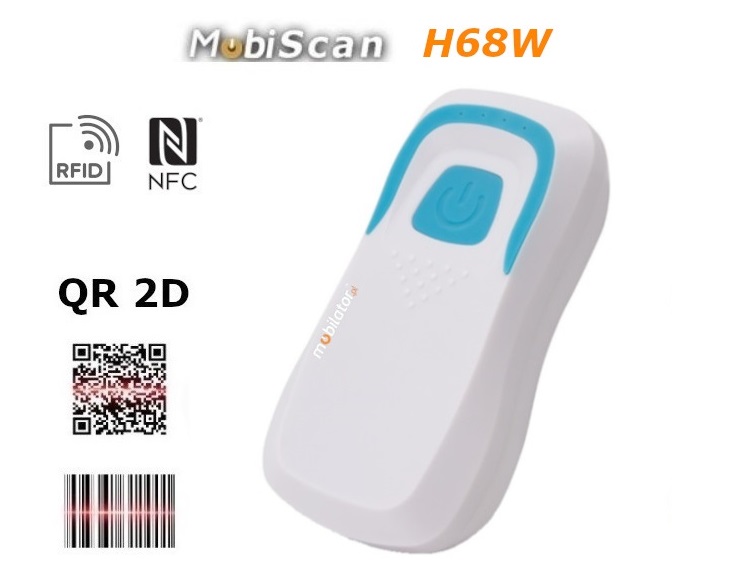 MobiScan H68W portable lightweight mini 2D barcode scanner (connection via Bluetooth and RF wireless)