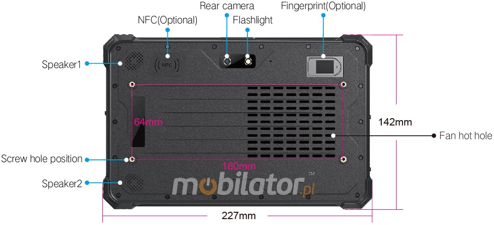 Mobipad 08DS-RTYF zcza do tabletu RJ45 / RS232 / USB / 2D 1 z 4 do wyboru
