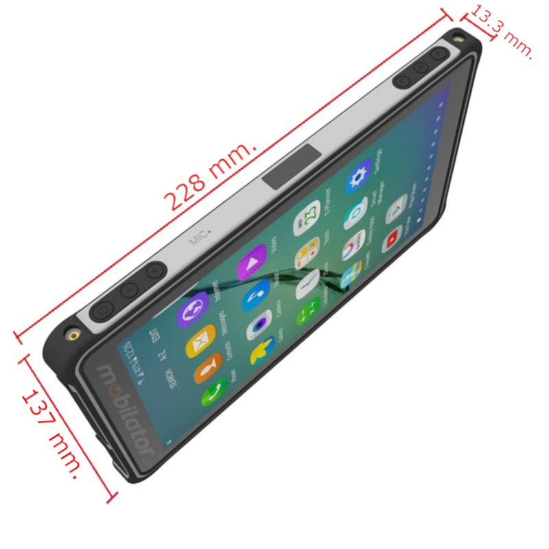 Industrial waterproof 8-inch tablet with Android 7.0, 4G operating system, IP65 resistance standard and NFC radio reader - Mobipad 800ATS v.1 