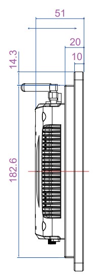 Mobitouch 116W-LF Przemysowy komputer panelowy  wymiary produktu