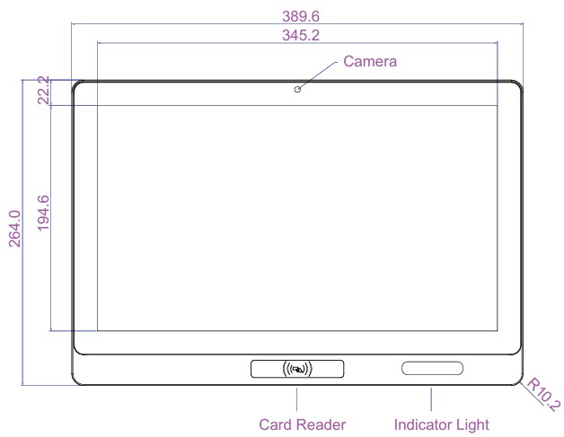 Mobitouch 156W-LF Przemysowy komputer panelowy  wymiary produktu