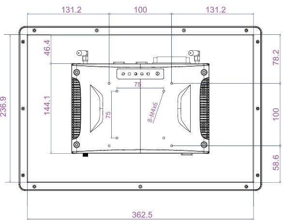Mobitouch 156W-LF Przemysowy komputer panelowy  wymiary produktu
