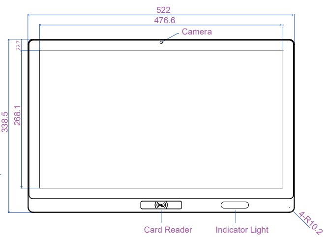 Mobitouch 215AH-LF Przemysowy komputer panelowy  wymiary produktu