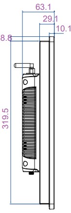 Mobitouch 215AH-LF+2D Przemysowy komputer panelowy  wymiary produktu