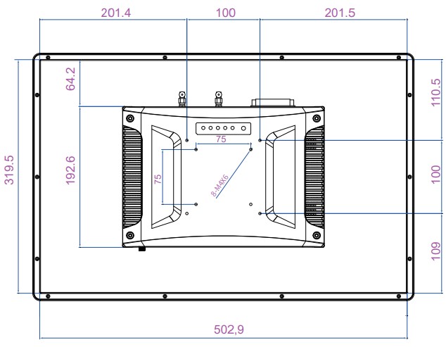 Mobitouch 215A-LF Przemysowy komputer panelowy  wymiary produktu