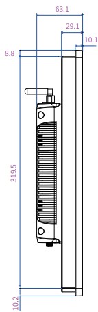 Mobitouch 215A-LF+2D Przemysowy komputer panelowy  wymiary produktu