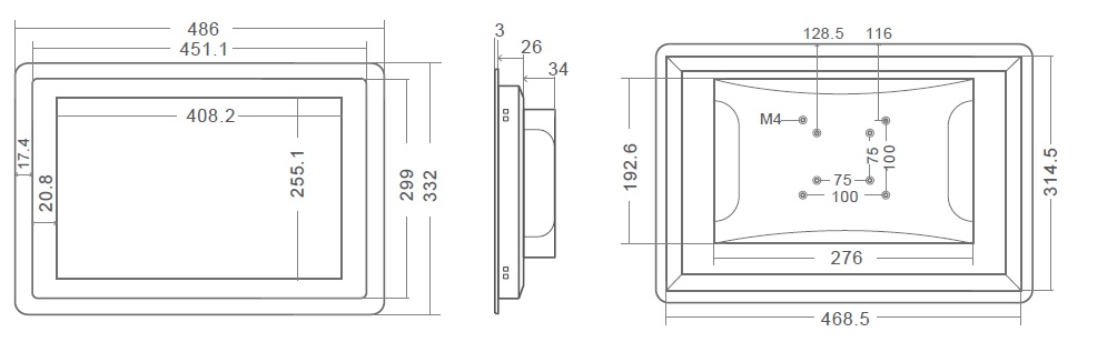 MobiTouch 19RK4B - 19 inch rugged industrial touch panel computer All in One with Android system and IP65 standard for the front of the case 