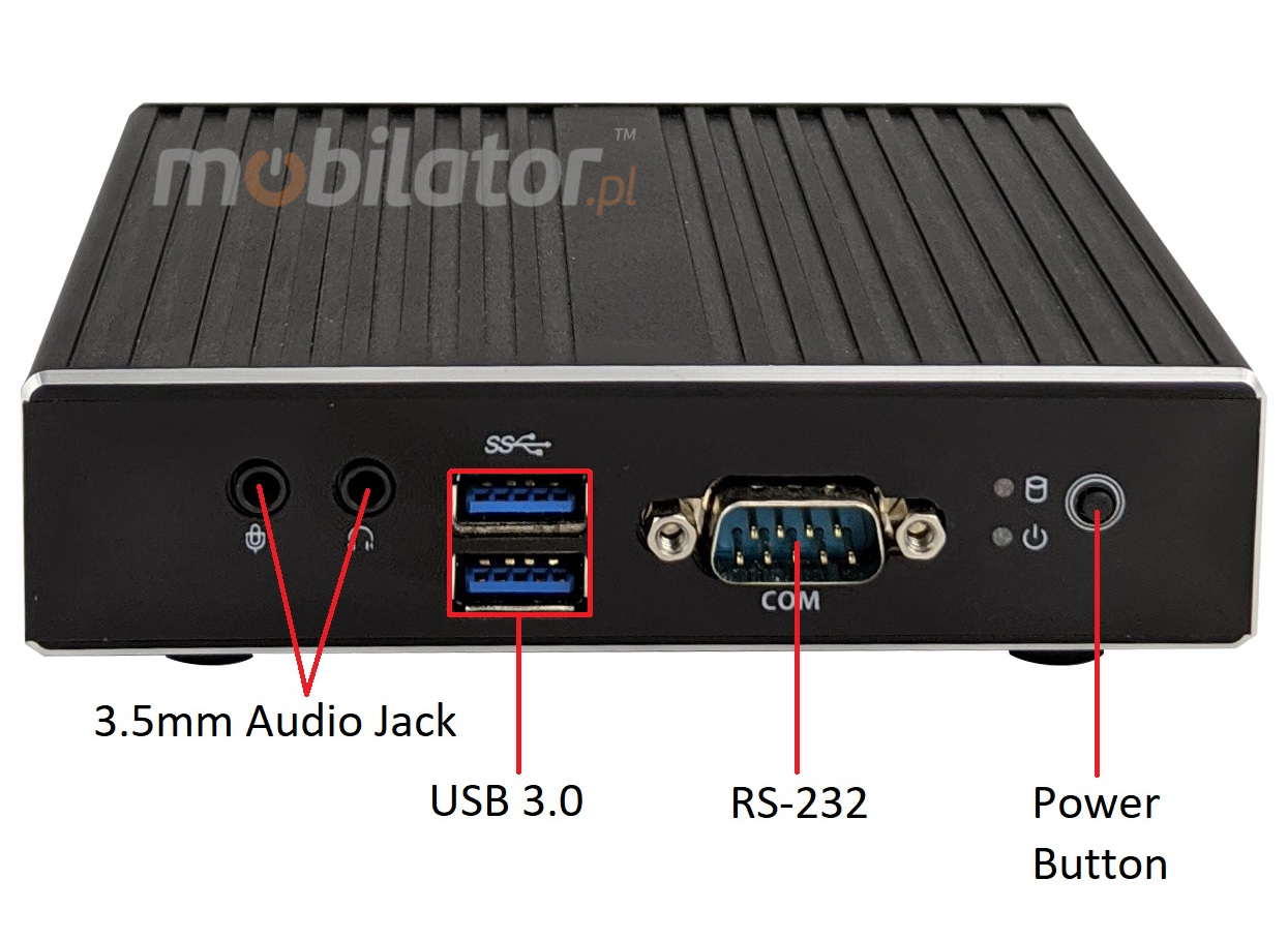 Polywell-Nano-N3350D industrial mini computer with connectors