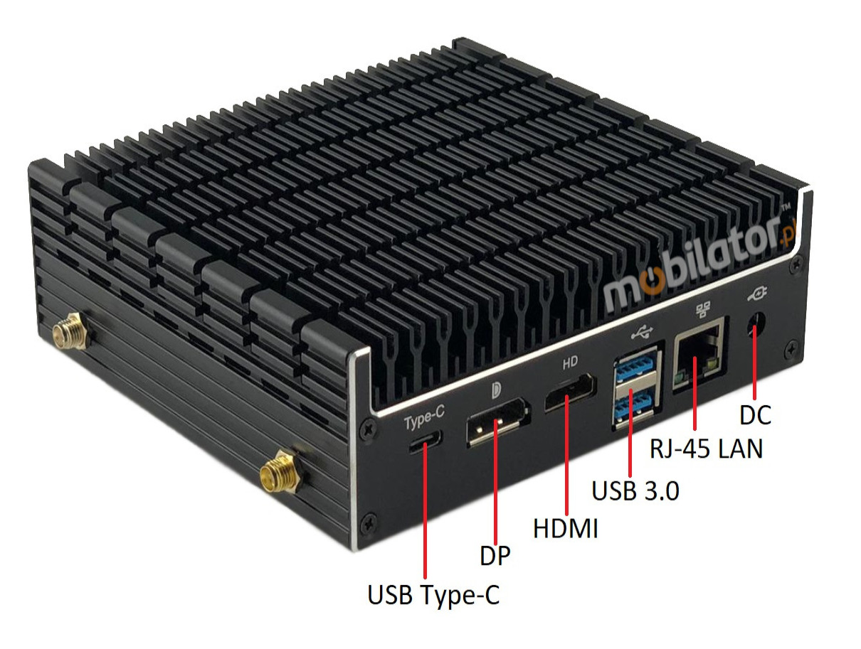 connectors rear panel of small reliable Polywell-Nano-U10F Intel i5
