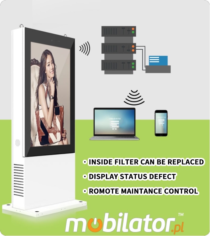 waterproof, interactive advertising totem with 4G connectivity NoMobi Trex 55W