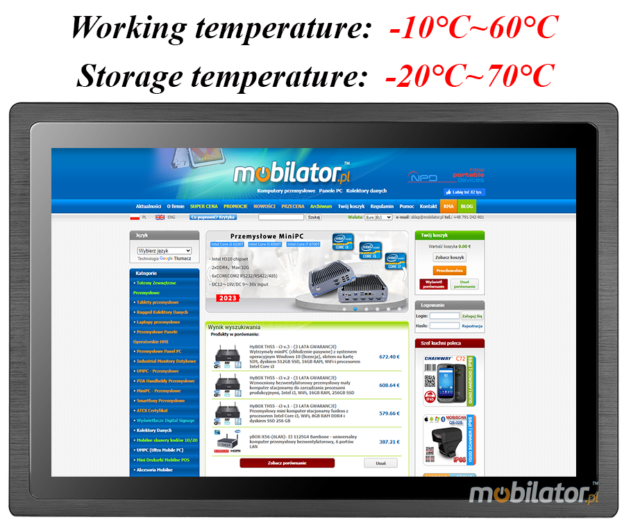 MoTouch 191 v.1 - TFT LCD 19-inch rugged industrial touch monitor - with IP65 standard on the front of the housing