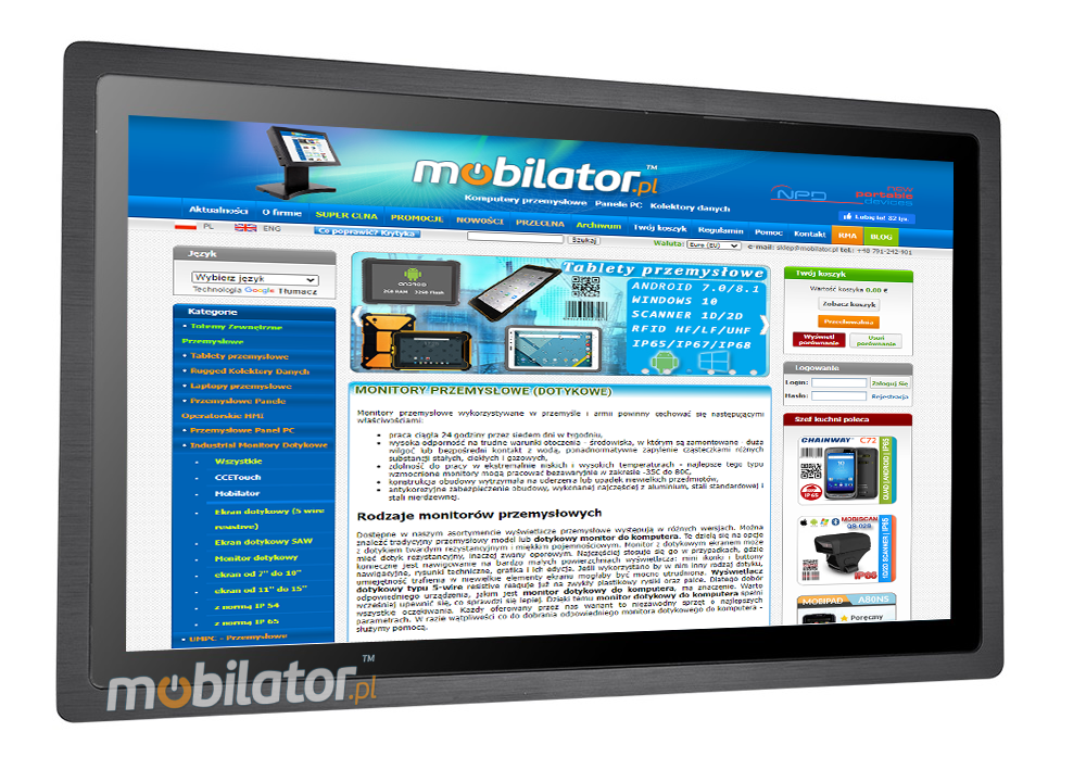 MoTouch 238 -  Industrial Monitor with IP65 on front cover capacitive 238 LCD TFT mobilator.pl New Portable Devices DVI VGA HDMI