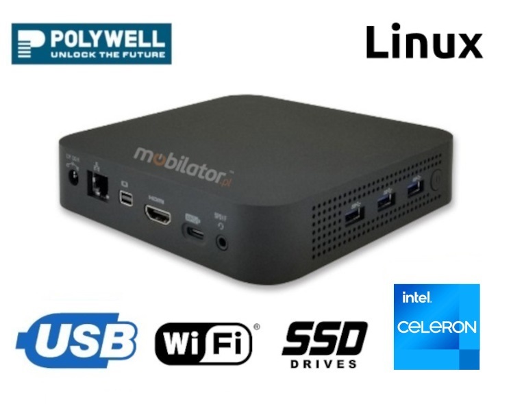 Polywell-N4100-NGC3 Celeron small reliable fast and efficient mini pc Linux