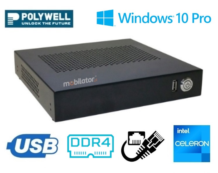 Polywell-J4125AEL2 Celeron small reliable fast and efficient mini pc Windows 10 Pro