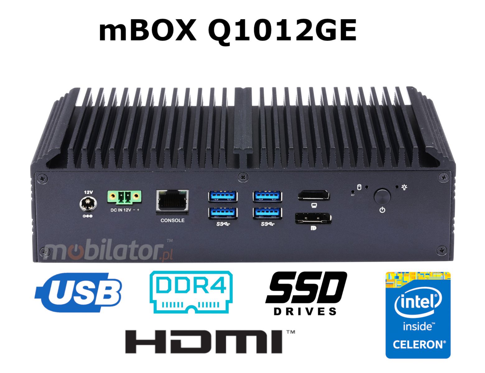 mBOX Q1012GE version 1, HDMI, intel Celeron
