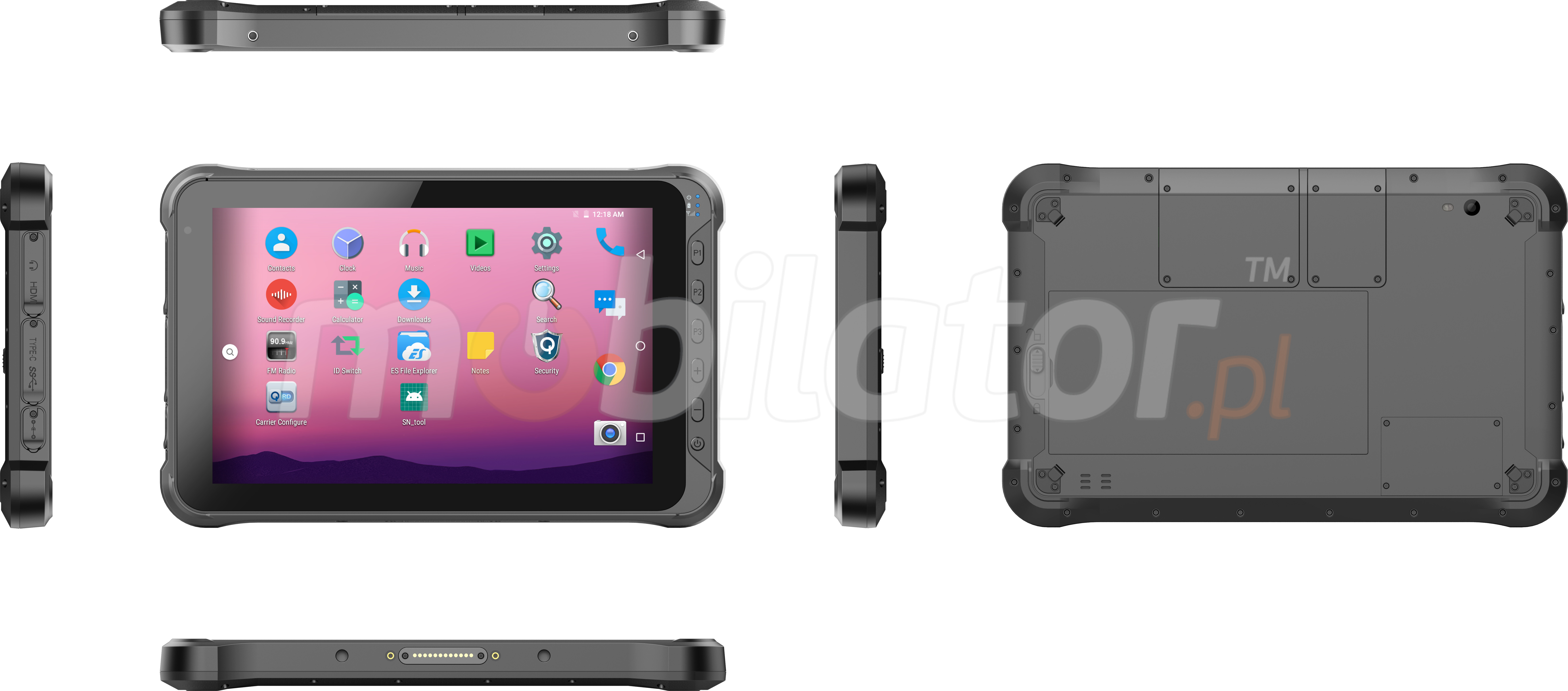 Dustproof 10-inch tablet with 1D Honeywell barcode reader and UHF RFID, IP65 + MIL-STD-810G standards, 4GB RAM, 64GB ROM, BT4.1 - Emdoor Q15P v.6 