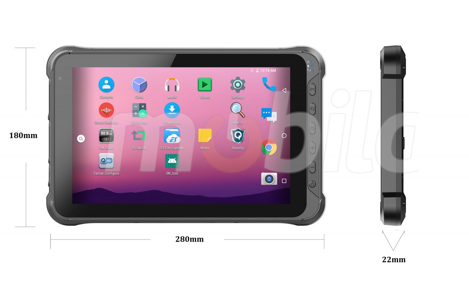 Dustproof 10-inch tablet with 1D Honeywell barcode reader and UHF RFID, IP65 + MIL-STD-810G standards, 4GB RAM, 64GB ROM, BT4.1 - Emdoor Q15P v.6 