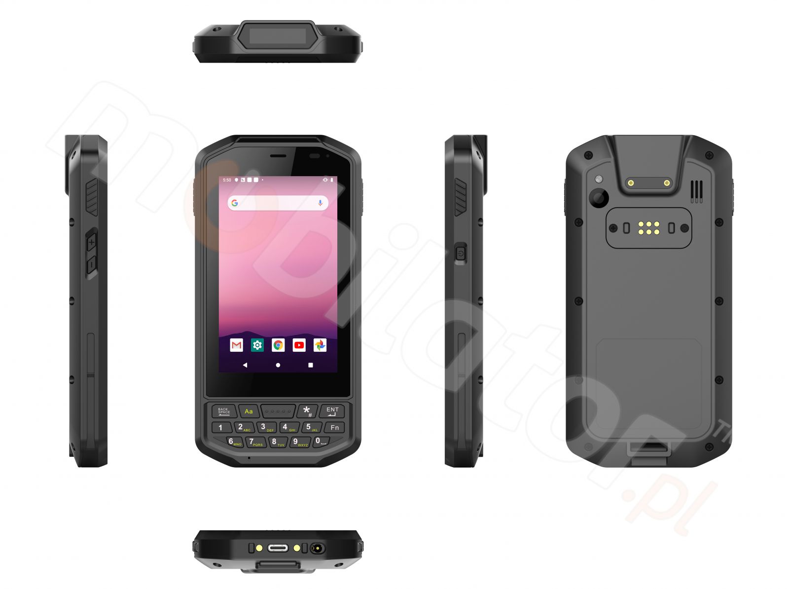 Waterproof data collector (IP65 + MIL-STD-810G) with octa-core processor, 4GB RAM, 64GB disk and a Zebra 4710 2D barcode scanner and UHF RFID - Mobipad Qxtron 4100 v.5 