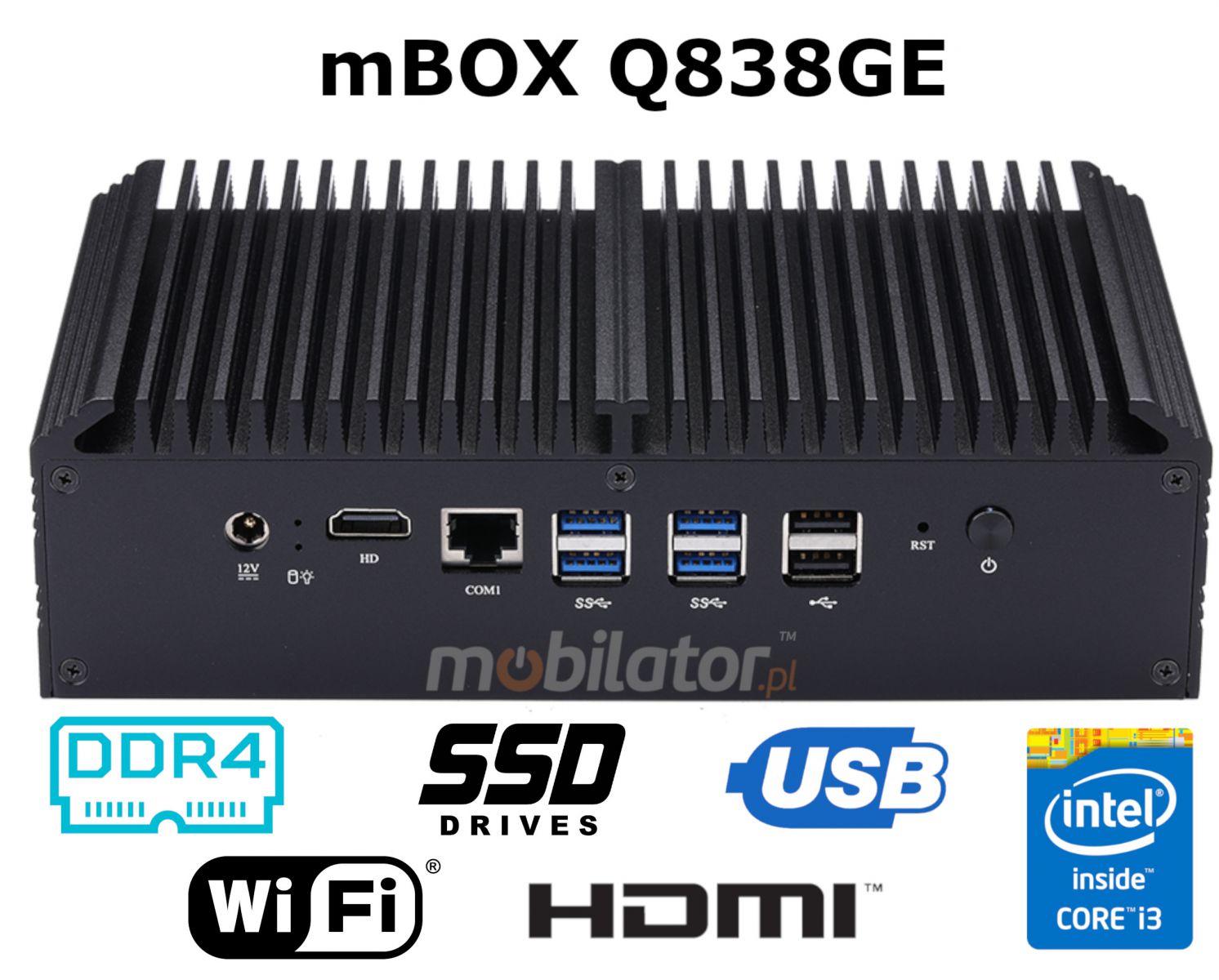 mBOX Q838GE v. 3 with 256GB SSD capacity and 8GB RAM