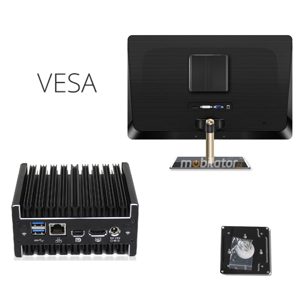 VESA bracket, many mounting options for small computers
