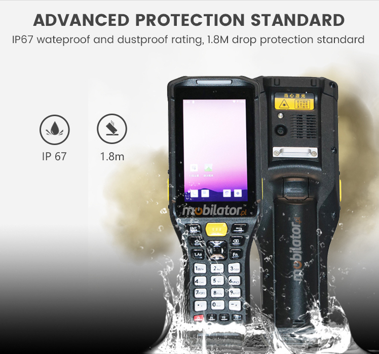 Waterproof industrial smartphone with a 2D barcode scanner with Android and 4G LTE