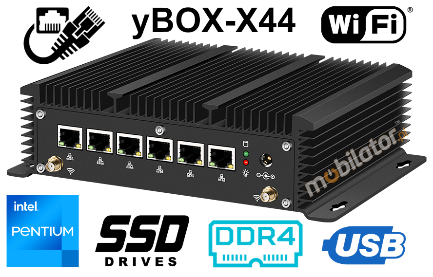 Fanless Computer Industrial MiniPC yBOX-X44