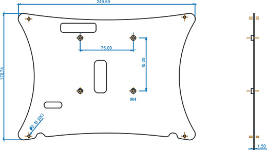 vesa mounting kit 75x75 winmate m101