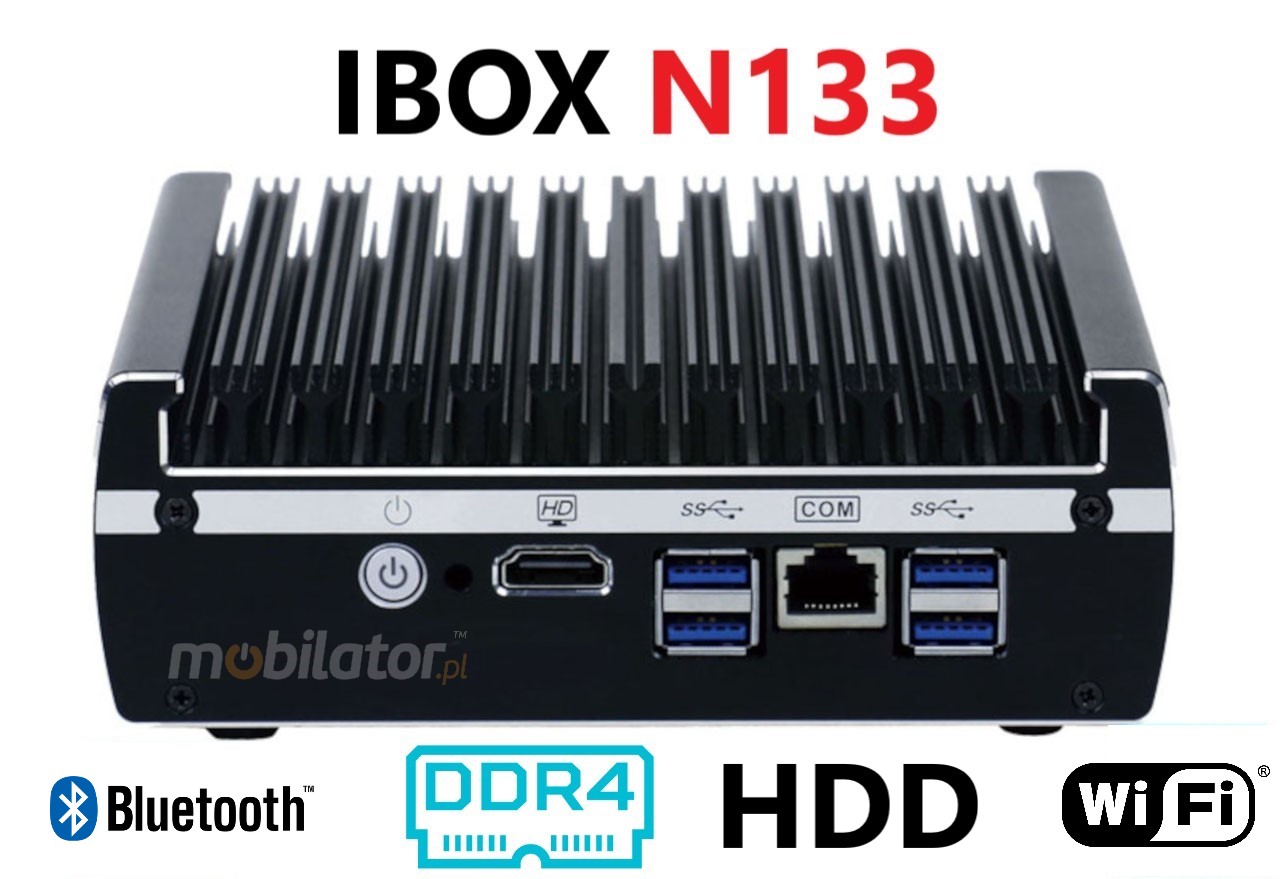 IBOX N133 v.9, industrial small fast reliable fanless industrial small LAN INTEL i3 HDD DDR4 WIFI BLUETOOTH
