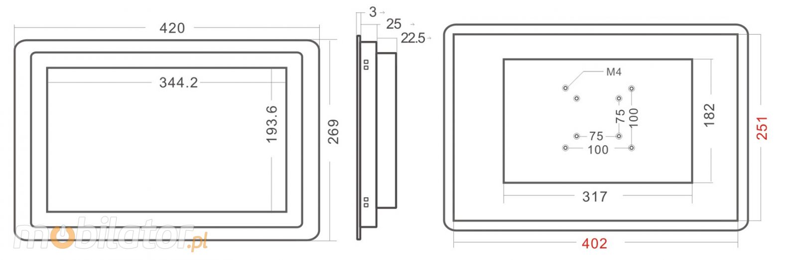 industrial panel pc durable resistant monitor lcd screen A64 Quad-core Cortex-A53 2G+8G Capacitive touch screen wifi IP65 for the front bezel mobilator poland