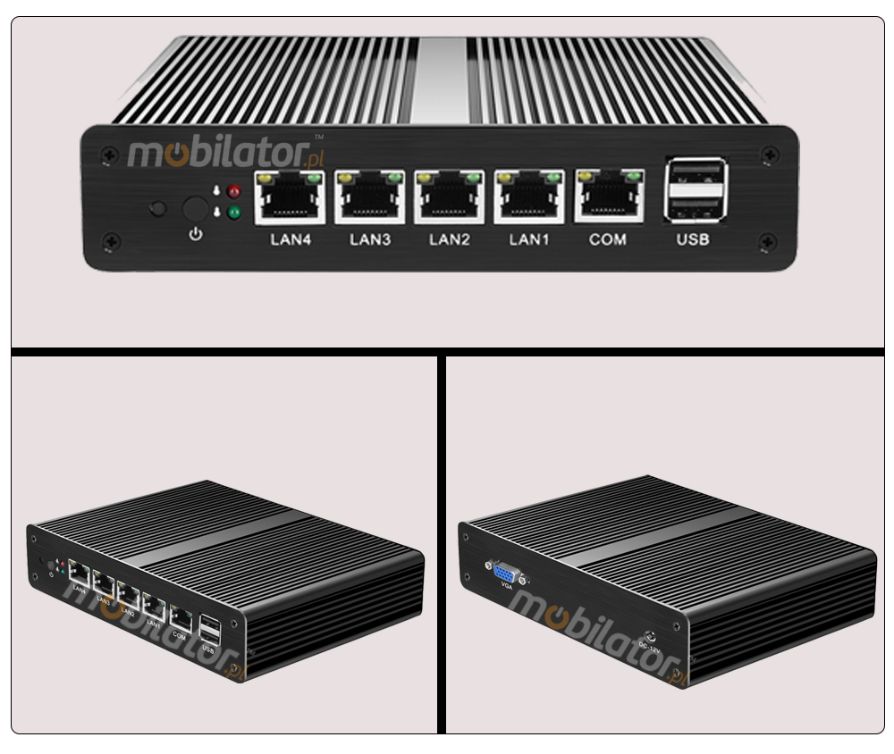 Computer Industry Fanless MiniPC with 4 LAN cards  MiniPC yBOX-X34 - J1900 new design size small unique mobilator fast 4 lan rj45