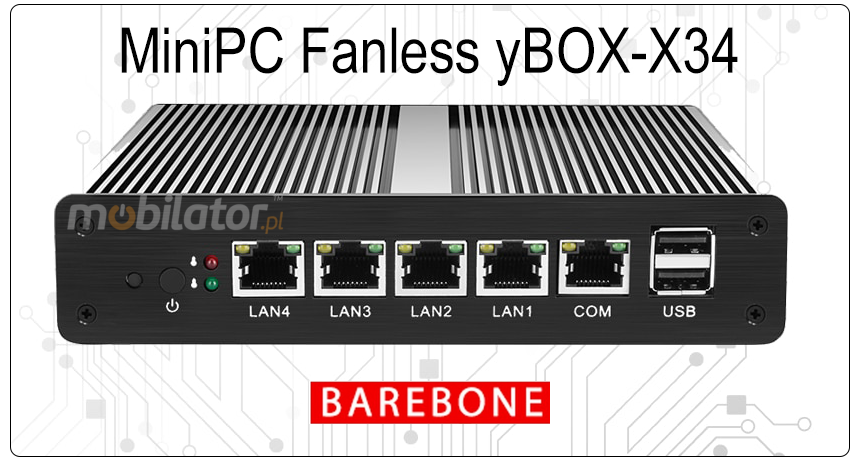Computer Industry Fanless MiniPC with 4 LAN cards  MiniPC yBOX-X34 - J1800 Barebone new design look mobilator fast 4 lan rj45