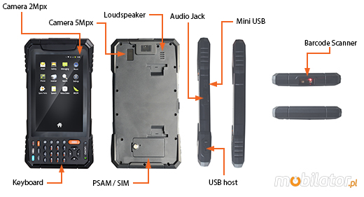 psam sim data colletor barcode scanner keyboard urovo i8000