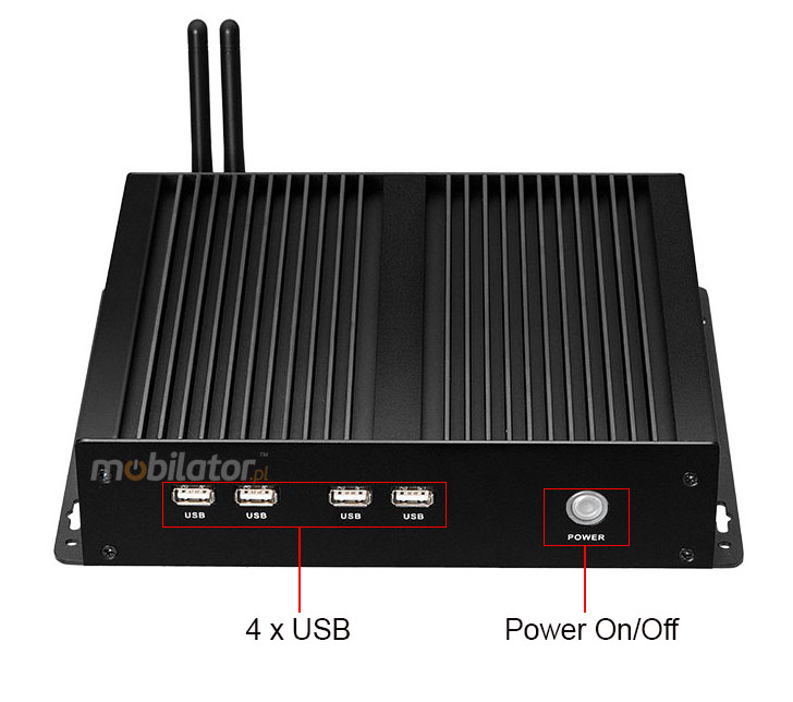 Computer Industry Fanless MiniPC with 4 COM RS232 MiniPC yBOX-X26G new design look mobilator fast lan rj45