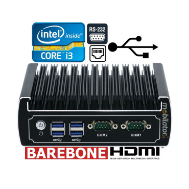 Resilient industrial mini computer with passive cooling IBOX-501 N15 i3-6100U Barebone