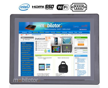 15“ Flat Design PCAP Fanless Touch PC(I5-6360U), LED panel with resolution 1024*768, 400nits, 10 points touch screen, with 4GB RAM, 128GB SSD, Built- in WIFI, 12V DC input, VESA 100 mount with 5 waterproof sockets