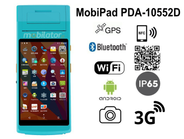 MobiPad PDA-10551D - Resistant (IP65) industrial data collector with RFID, WiFi, Bluetooth, 1D code scanner and built-in thermal printer (58 mm)