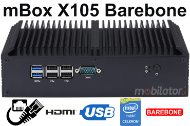mBox X105 Barebone - Industrial Mini Computer with Intel Celeron 3865U Processor
