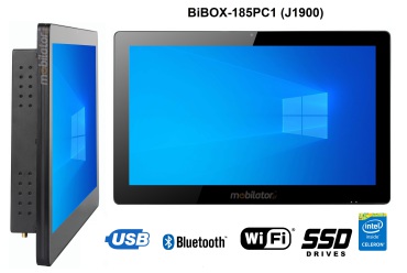BiBOX-185PC1 (J1900) v.7 - Armored industrial panel with Windows 10 PRO license with IP65 resistance standard and WiFi with 128GB SSD disk