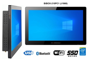 BiBOX-215PC1 (J1900) v.5 - Strong panel computer with touch screen, IP65 resistance, WiFi and extended SSD (512 GB)
