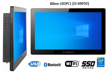 BiBOX-185PC1 (i3-4005U) v.8 - Industrial armored panel with IP65 resistance standard and WiFi with 128GB SSD disk and Windows 10 license