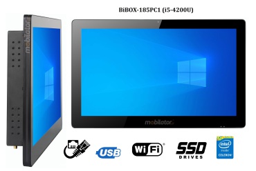 BiBOX-185PC1 (i5-4200U) v.1 - Waterproof, fanless industrial panel computer with IP65 and WiFi resistance standard