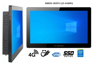 BiBOX-185PC1 (i5-4200U) v.5 - Rugged computer panel with IP65 (water and dust resistance) with 256 GB and 4G SSD disk 