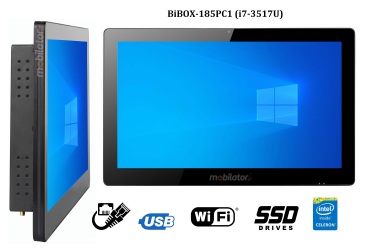 BiBOX-185PC1 (i7-3517U) v.4 - 18.5 inches, IP65, metal reinforced panel - industrial touch computer - SSD expansion, 8GB RAM