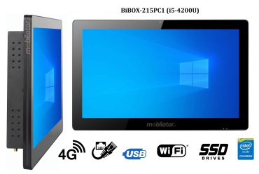 BiBOX-215PC1 (i5-4200U) v.5 - waterproof industrial computer panel with IP65 (water and dust resistance), 256 GB SSD, 4G technology 