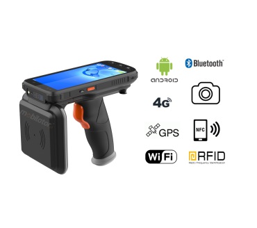 MobiPad XX-B6 v.12 - Industrial collector with IP65, NFC, 4G LTE, Bluetooth, WiFi with UHF reader (12m range) with extended memory (4GB + 64GB) + Pistol Grip 