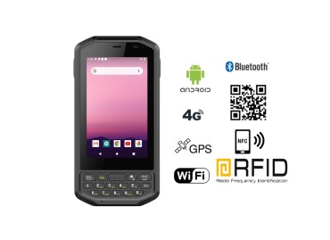 Rugged (IP65 + MIL-STD-810G) data collector with an octa-core processor, 4GB RAM, 64GB disk, NFC, UHF RFID reader and 2D Zebra 2100 code scanner - Mobipad Qxtron 4100 v.2 